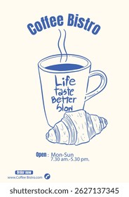 bistrô de café vida lenta e modelo de cartaz simples