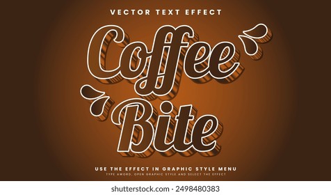 Coffee Bite editable text effect Template with brown vintage style