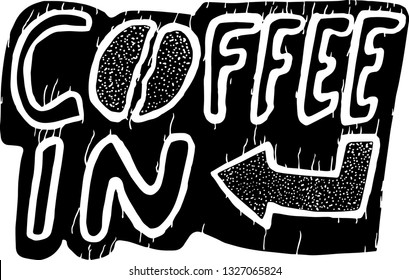 coffee in black background black letter and dots - vector