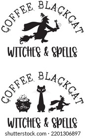 Coffee Black Cats Witches and Spells