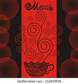 Coffee black and red pattern vector illustration