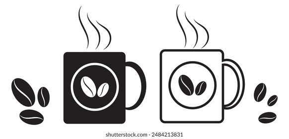 Conjunto de iconos de Vector negro café.