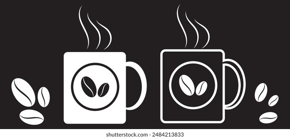 Coffee black vector icon set.