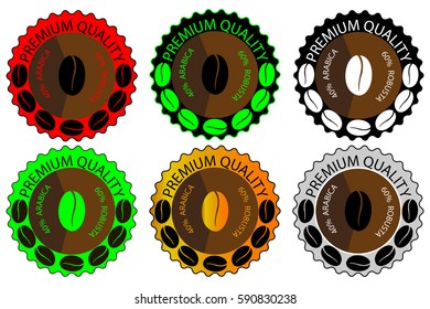 coffee blend - sticker or label, coffee bean ,Coffee premium quality, 