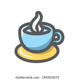 Coffee Blue Cup Vector icon Cartoon illustration