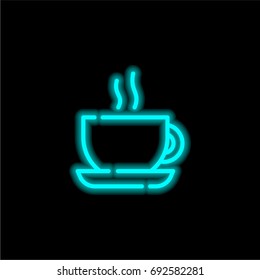 Coffee blue glowing neon ui ux icon. Glowing sign logo vector