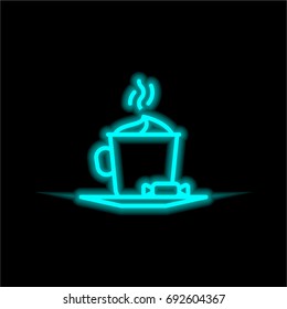 Coffee blue glowing neon ui ux icon. Glowing sign logo vector