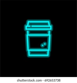 Coffee blue glowing neon ui ux icon. Glowing sign logo vector