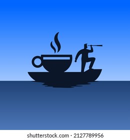 COFFEE AND BOAT CREW EDITABLE VECTOR ICON