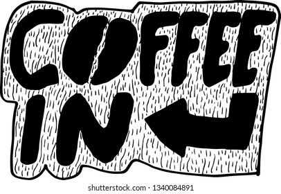 coffee in bold black letter- vector