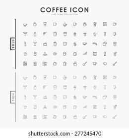 iconos de negrita y línea delgada del café