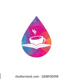 Coffee Book-Drop-Form-Konzept Vektorlogo-Design. Ikonisches Logo des Teebuchlagers.