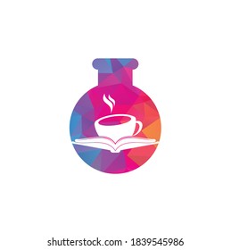 Coffee book lab shape concept vector logo design. Tea Book Store Iconic Logo.