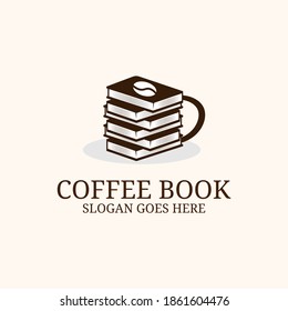 Design-Vektorgrafik für Kaffee und Buch-Logo, am besten für Ihre Markenidentität