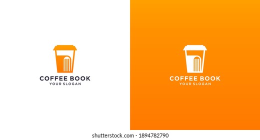 coffee book logo design vector