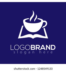 coffee with book logo icon vector