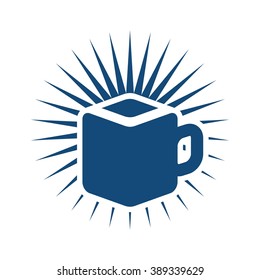 coffee and book logo vector.
