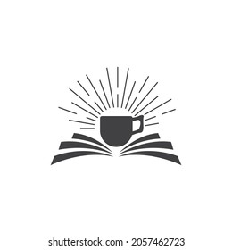 Coffee and book logo vector flat design