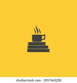 Coffee and book logo vector flat design