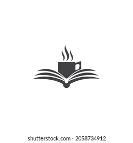 Coffee and book logo vector flat design