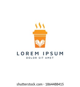 coffee and book negative space logo design