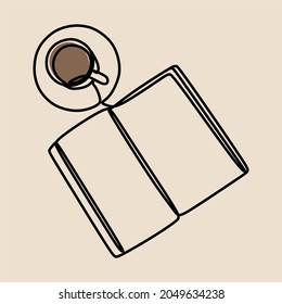 Arte continuo de café y lectura en línea