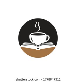Coffee book vector logo design. Tea Book Store Iconic Logo.