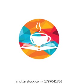 Coffee book vector logo design. Tea Book Store Iconic Logo.