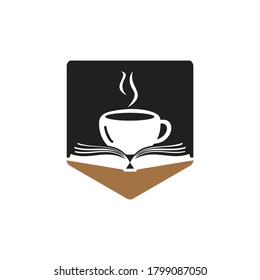 Coffee book vector logo design. Tea Book Store Iconic Logo.