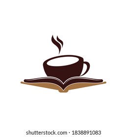 Coffee book vector logo design. Tea Book Store Iconic Logo.