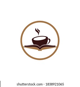 Coffee book vector logo design. Tea Book Store Iconic Logo.