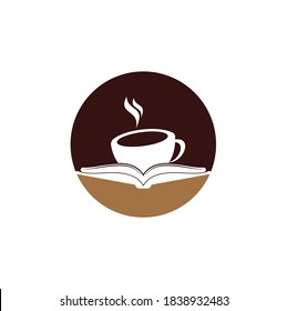 Coffee book vector logo design. Tea Book Store Iconic Logo.