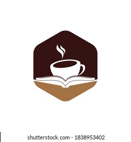Coffee book vector logo design. Tea Book Store Iconic Logo.
