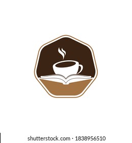 Coffee book vector logo design. Tea Book Store Iconic Logo.