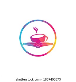 Coffee book vector logo design. Tea Book Store Iconic Logo.
