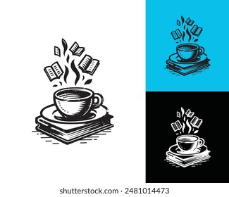 coffee book vector logo. white background