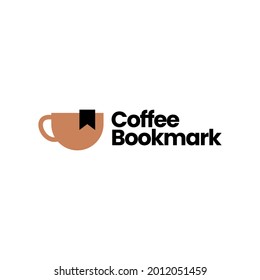coffee bookmark logo vector icon illustration