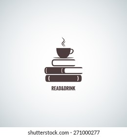coffee and books design background