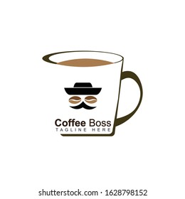 Coffee Boss logo concept, vector logo design template