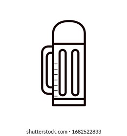 Coffee bottle line style icon design of time drink breakfast beverage shop morning store aroma and caffeine theme Vector illustration