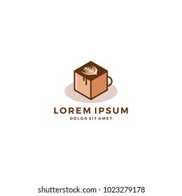 coffee box cube latte art mug logo vector download