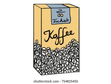 coffee box, kaffee, hand drawn kaffeetüte, kaffeeverpackung, packaging, coffee bean, symbol, food