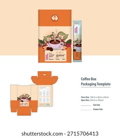 Diseño de Plantilla de embalaje de caja de café