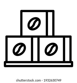 Coffee boxes icon. Outline coffee boxes vector icon for web design isolated on white background