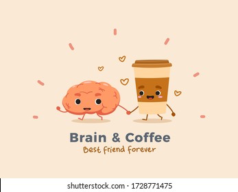 Coffee and brain. Isolated Vector Illustration