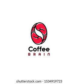 coffee brain logo illustration in vector