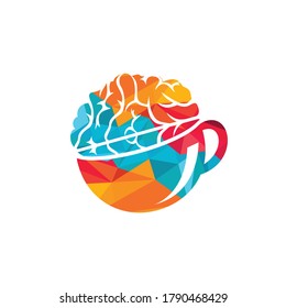 Diseño del logo del vector del cerebro del café.