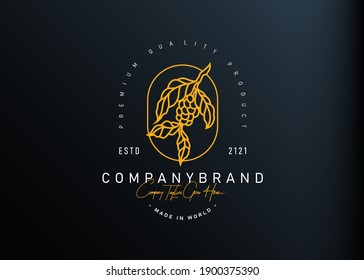 Coffee branch logo design. Vector illustration of luxury coffee branch monoline design. Vintage logo design vector line icon template