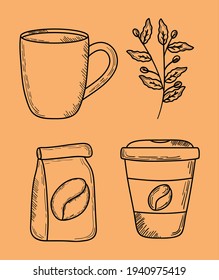 coffee branch and related icons