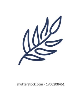 Coffee branch thin line icon. Plant, leaf, tea, organic food isolated outline sign. Agriculture concept. Vector illustration symbol element for web design and apps